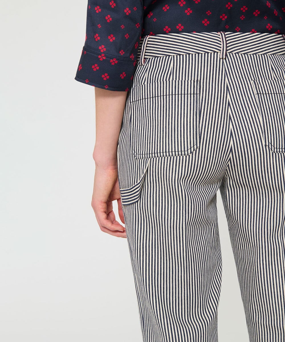 VZLGD09470 TARA JARMON(タラ ジャーモン) ストライプパンツ ネイビーブルー