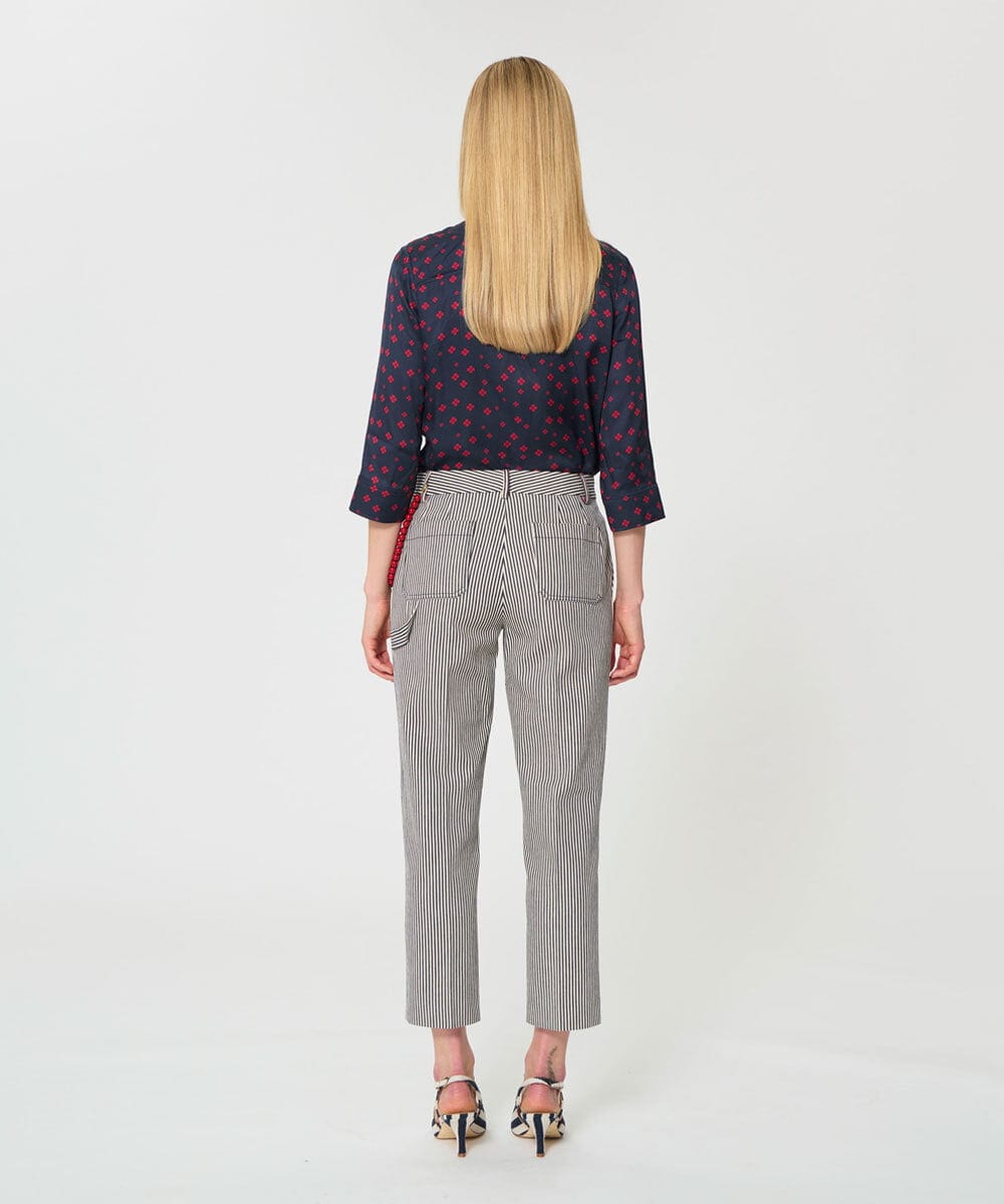 VZLGD09470 TARA JARMON(タラ ジャーモン) ストライプパンツ ネイビーブルー