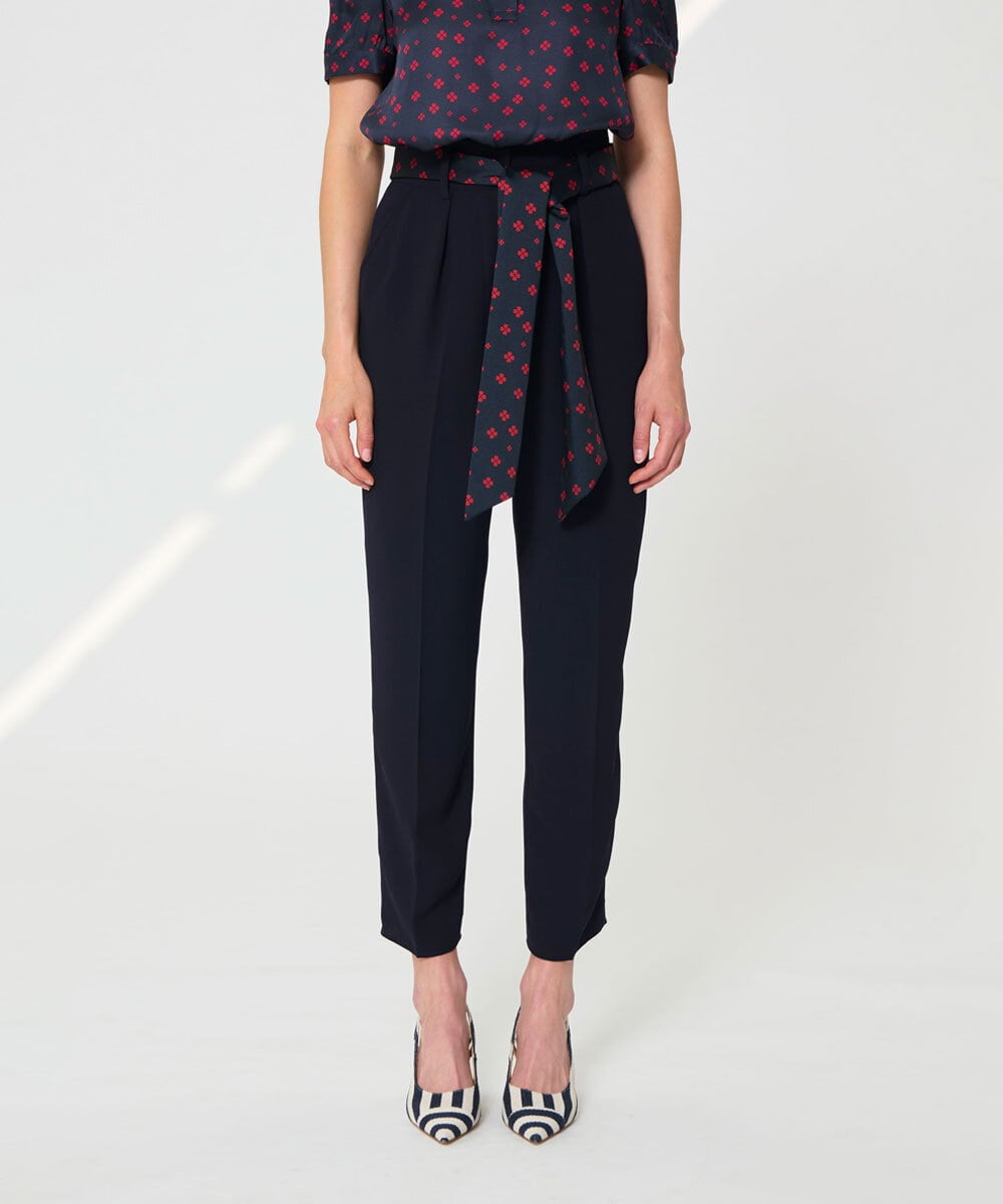 VZLGD10430 TARA JARMON(タラ ジャーモン) クレープパンツ ミッドナイトブルー