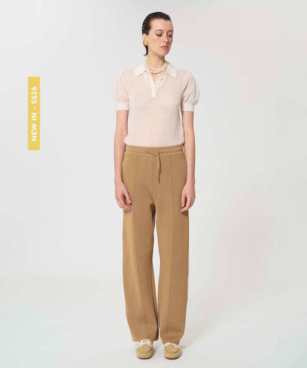 VZLGD14470 TARA JARMON(タラ ジャーモン) スマートピケニットパンツ ハニーベージュ