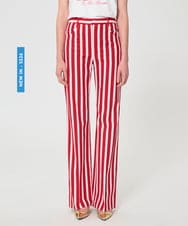VZLGD24490 TARA JARMON(タラ ジャーモン) ストライプキャンバスパンツ チェリーレッド