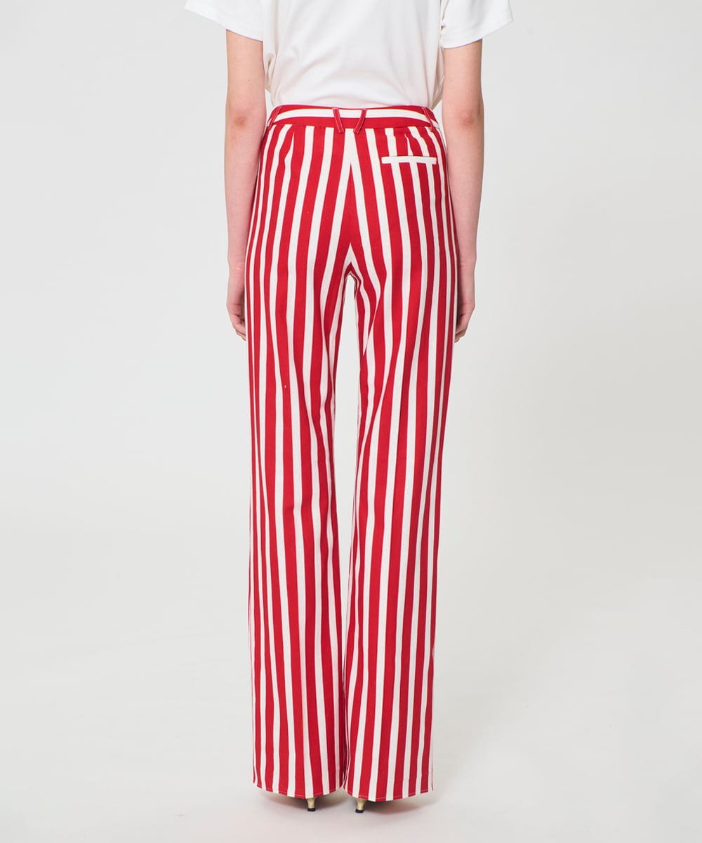 VZLGD24490 TARA JARMON(タラ ジャーモン) ストライプキャンバスパンツ チェリーレッド