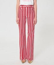 VZLGD24490 TARA JARMON(タラ ジャーモン) ストライプキャンバスパンツ チェリーレッド