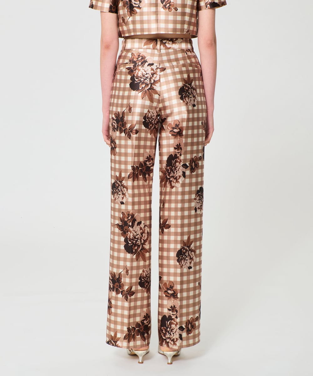 VZLGD38520 TARA JARMON(タラ ジャーモン) キャンバスフラワーズサテンパンツ ベージュ