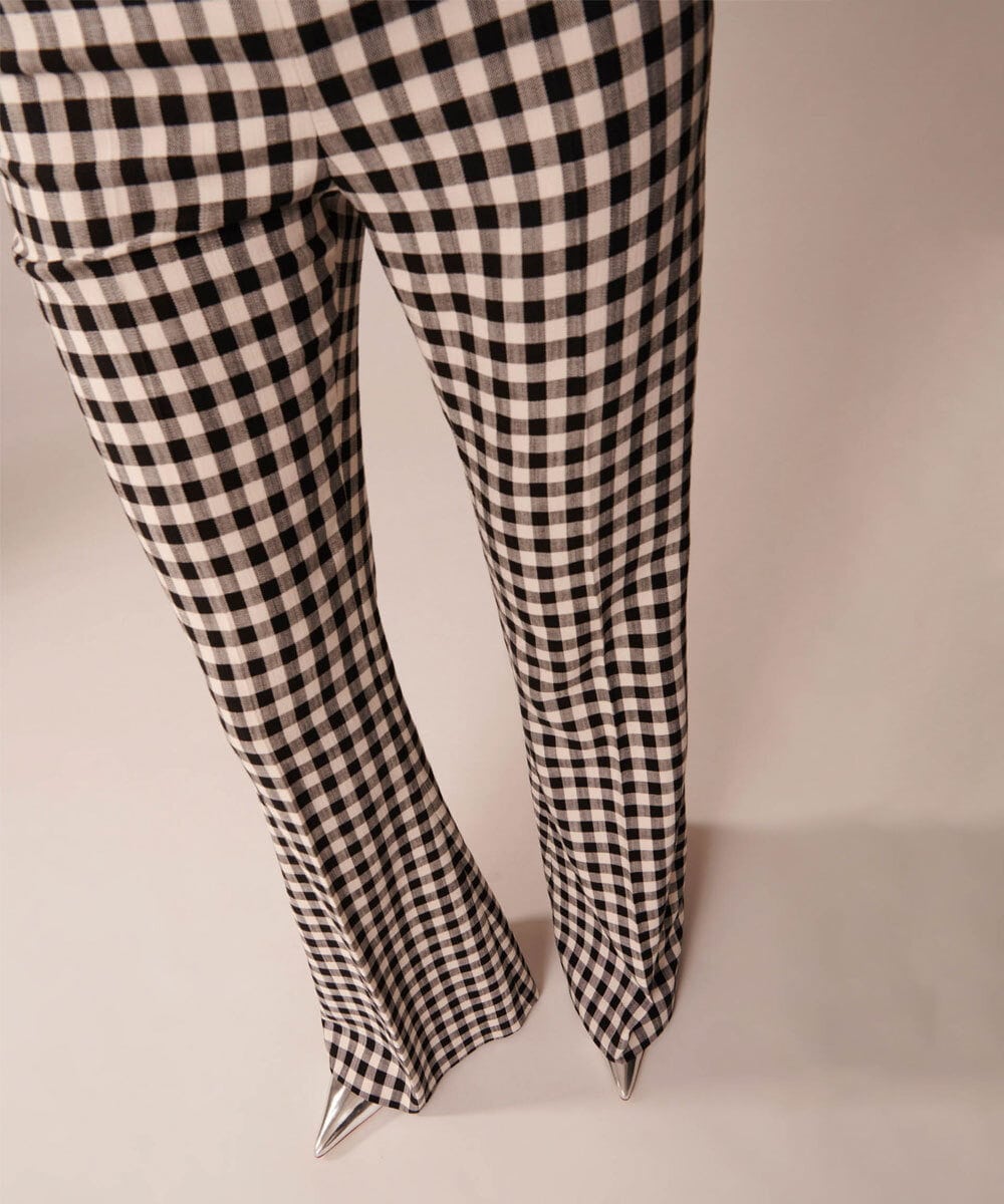 VZLGU01360 TARA JARMON(タラ ジャーモン) Gingham viscose suiting ブラック