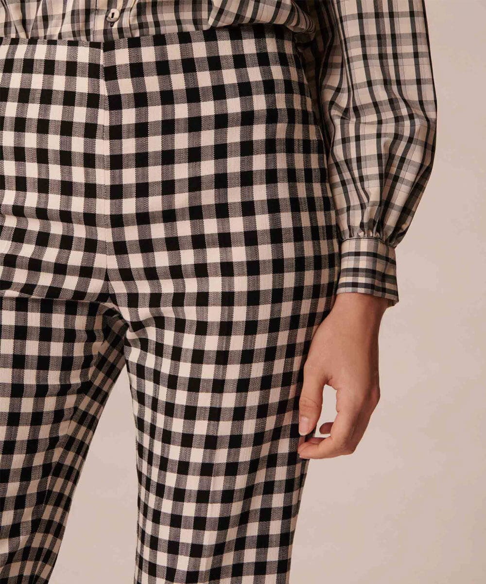 VZLGU01360 TARA JARMON(タラ ジャーモン) Gingham viscose suiting ブラック