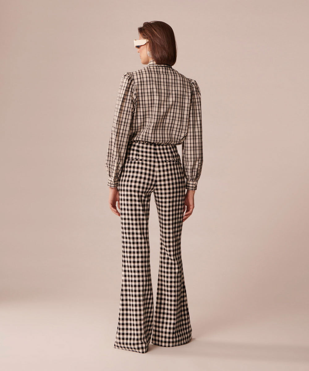 VZLGU01360 TARA JARMON(タラ ジャーモン) Gingham viscose suiting ブラック