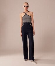 VZLGU10360 TARA JARMON(タラ ジャーモン) Viscose drill pants ネイビー