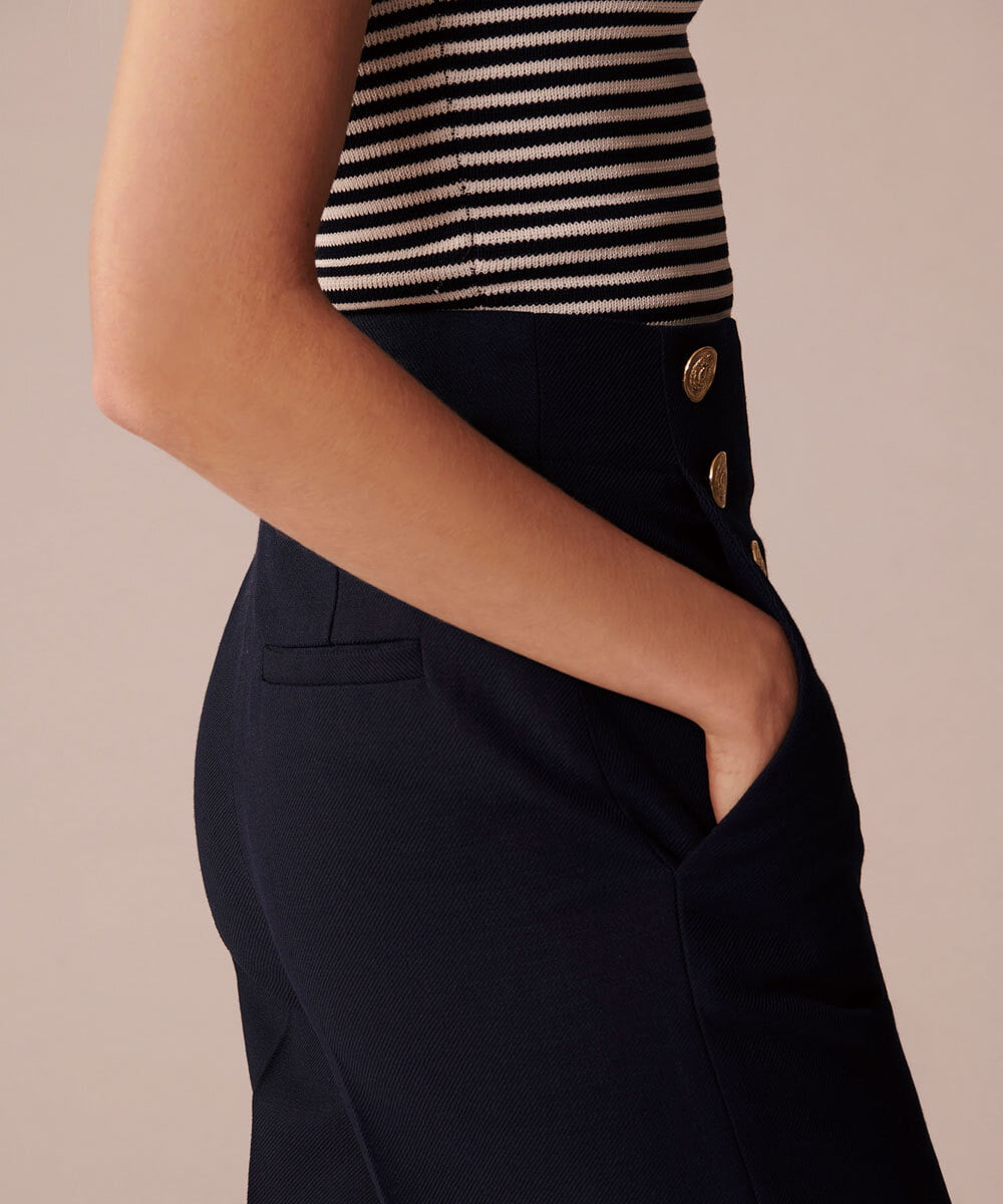 VZLGU10360 TARA JARMON(タラ ジャーモン) Viscose drill pants ネイビー