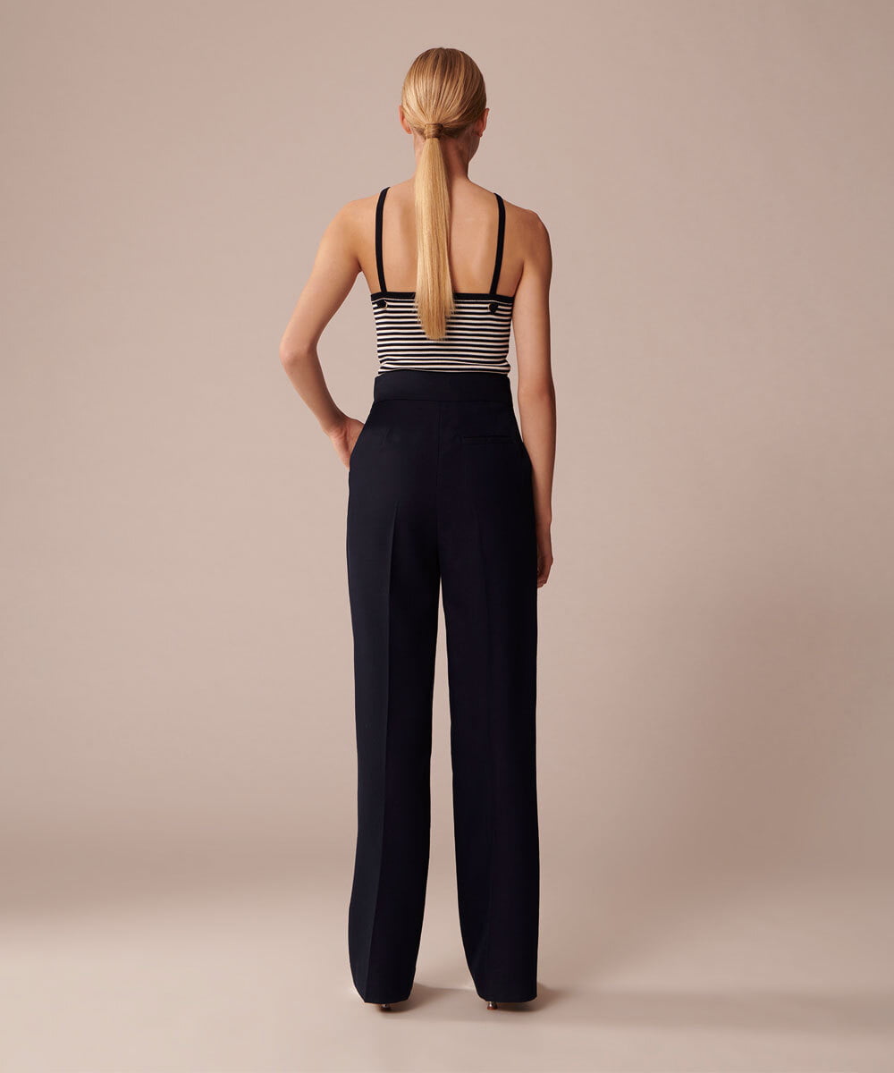 VZLGU10360 TARA JARMON(タラ ジャーモン) Viscose drill pants ネイビー
