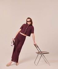 VZLGX23390 TARA JARMON(タラ ジャーモン) エンブロイダリーパンツ チョコレートブラウン