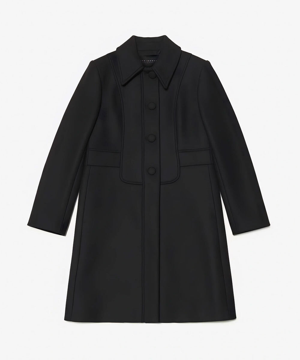 VZUAD01790 TARA JARMON(タラ ジャーモン) 【メディア着用】ウールメルトンコート ブラック