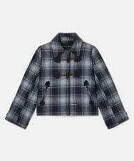 VZUAD02790 TARA JARMON(タラ ジャーモン) ファンシーチェックショートダッフルコート ネイビー