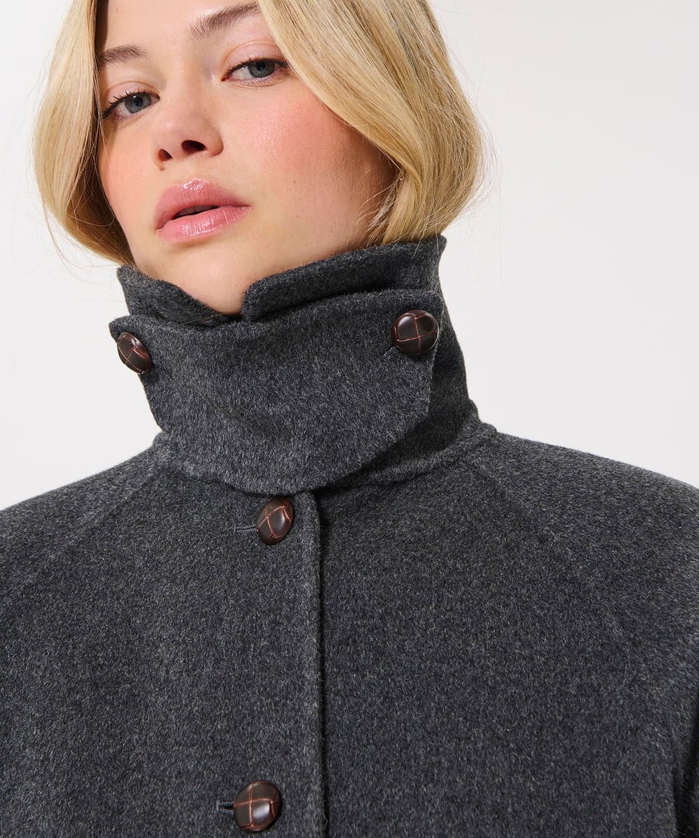 VZUAD07840 TARA JARMON(タラ ジャーモン) ダブルフェイスウールコート グレー