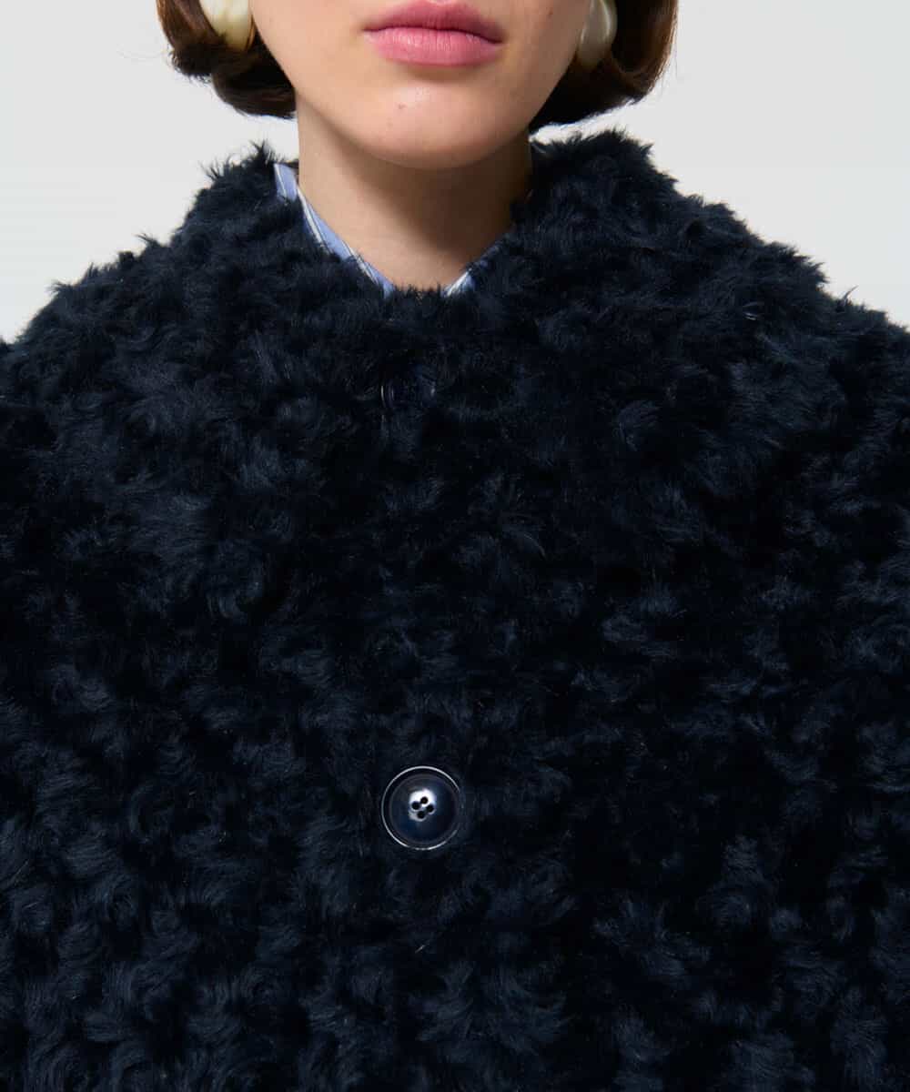 VZUAD09790 TARA JARMON(タラ ジャーモン) カーリーファーコート ネイビー