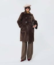 VZUAD10830 TARA JARMON(タラ ジャーモン) フェイクファーダッフルコート チョコレート
