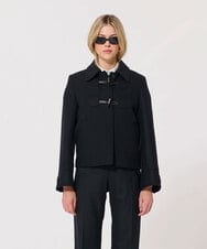 VZUAD20790 TARA JARMON(タラ ジャーモン) ウールメルトンショートダッフルコート ブラック