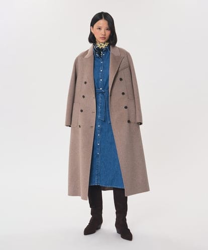 VZUAG01940 TARA JARMON ダブルフェイスウールロングコート