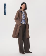 VZUAG02820 TARA JARMON(タラ ジャーモン) テンセルチェックステンカラーコート キャラメル
