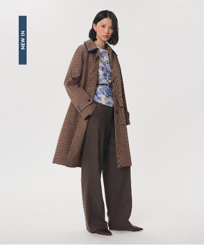 VZUAG02820 TARA JARMON テンセルチェックステンカラーコート