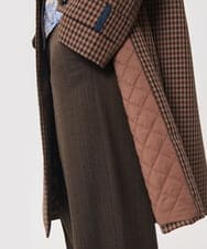VZUAG02820 TARA JARMON(タラ ジャーモン) テンセルチェックステンカラーコート キャラメル