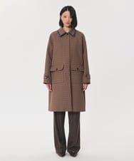 VZUAG02820 TARA JARMON(タラ ジャーモン) テンセルチェックステンカラーコート キャラメル