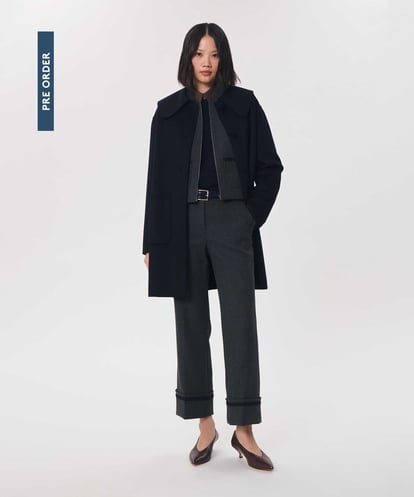 VZUAG04880 TARA JARMON ビッグカラーダブルフェイスウールコート