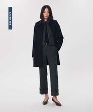 VZUAG04880 TARA JARMON(タラ ジャーモン) ビッグカラーダブルフェイスウールコート ネイビーブルー