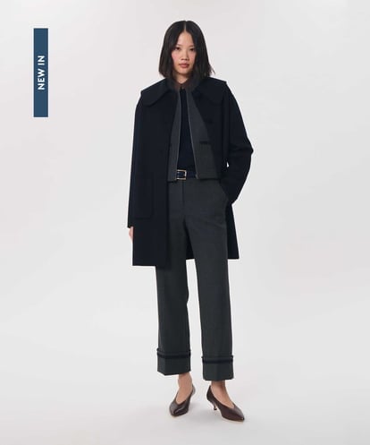 VZUAG04880 TARA JARMON ビッグカラーダブルフェイスウールコート