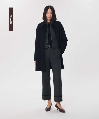 VZUAG04880 TARA JARMON ビッグカラーダブルフェイスウールコート