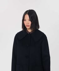 VZUAG04880 TARA JARMON(タラ ジャーモン) ビッグカラーダブルフェイスウールコート ネイビーブルー