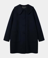 VZUAG04880 TARA JARMON(タラ ジャーモン) ビッグカラーダブルフェイスウールコート ネイビーブルー
