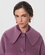 VZUAG04880 TARA JARMON(タラ ジャーモン) ビッグカラーダブルフェイスウールコート パープル