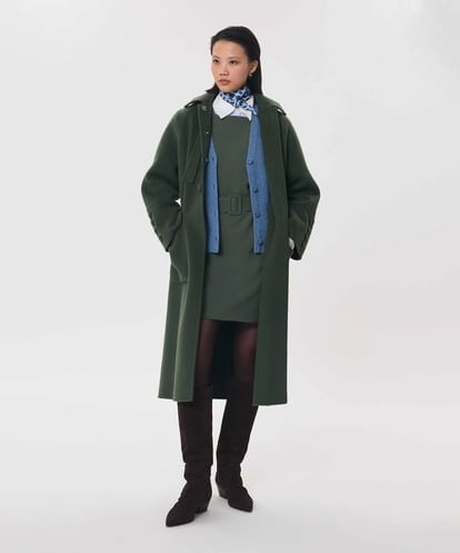 VZUAG08940 TARA JARMON タイカラーダブルフェイスロングコート