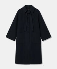 VZUAG08940 TARA JARMON(タラ ジャーモン) タイカラーダブルフェイスロングコート ミッドナイトブルー