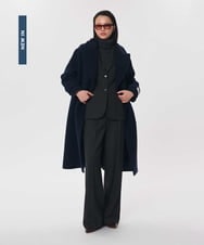 VZUAG11940 TARA JARMON(タラ ジャーモン) ウールベロアチェスターコート ミッドナイトブルー