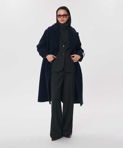 VZUAG11940 TARA JARMON ウールベロアチェスターコート