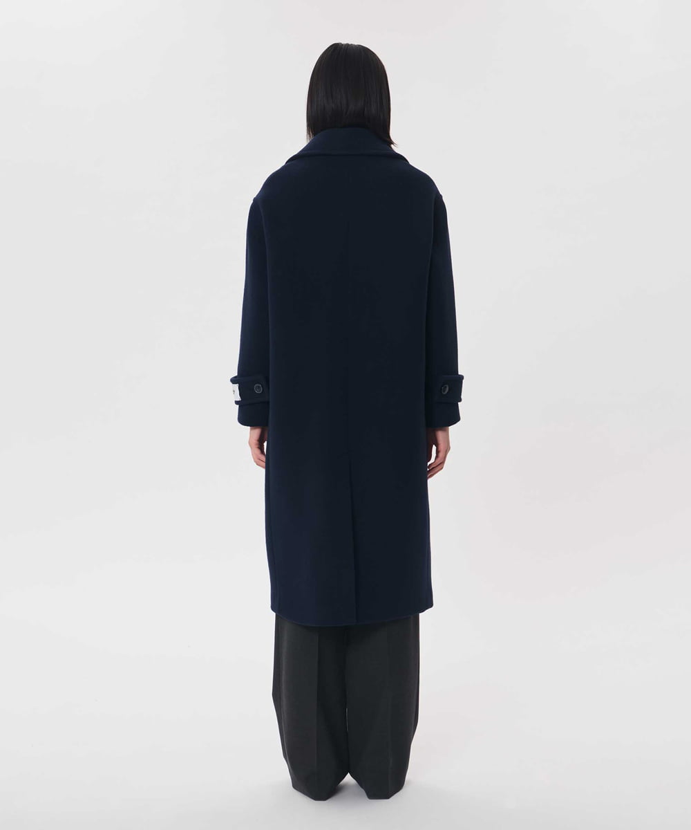 VZUAG11940 TARA JARMON(タラ ジャーモン) ウールベロアチェスターコート ミッドナイトブルー