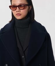 VZUAG11940 TARA JARMON(タラ ジャーモン) ウールベロアチェスターコート ミッドナイトブルー