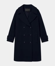 VZUAG11940 TARA JARMON(タラ ジャーモン) ウールベロアチェスターコート ミッドナイトブルー