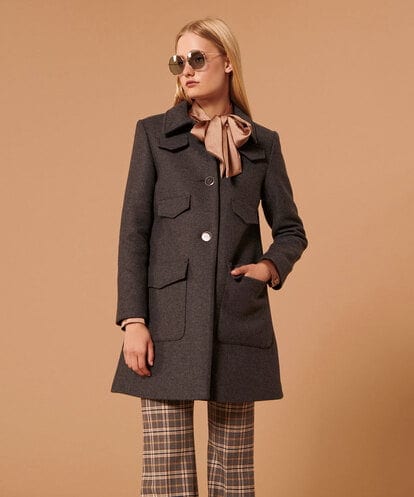 VZUAX08680 TARA JARMON Wool melton coat