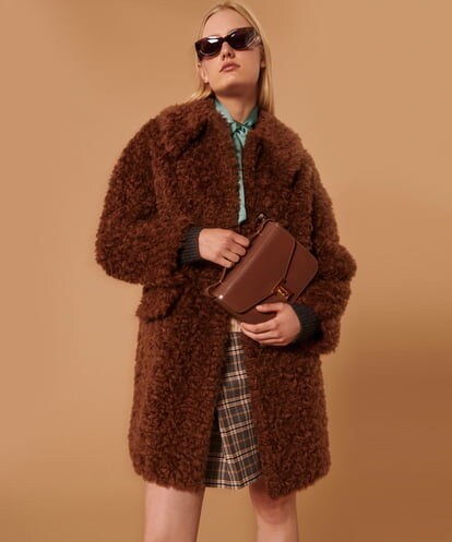 VZUAX19730 TARA JARMON Curly hair faux fur coat