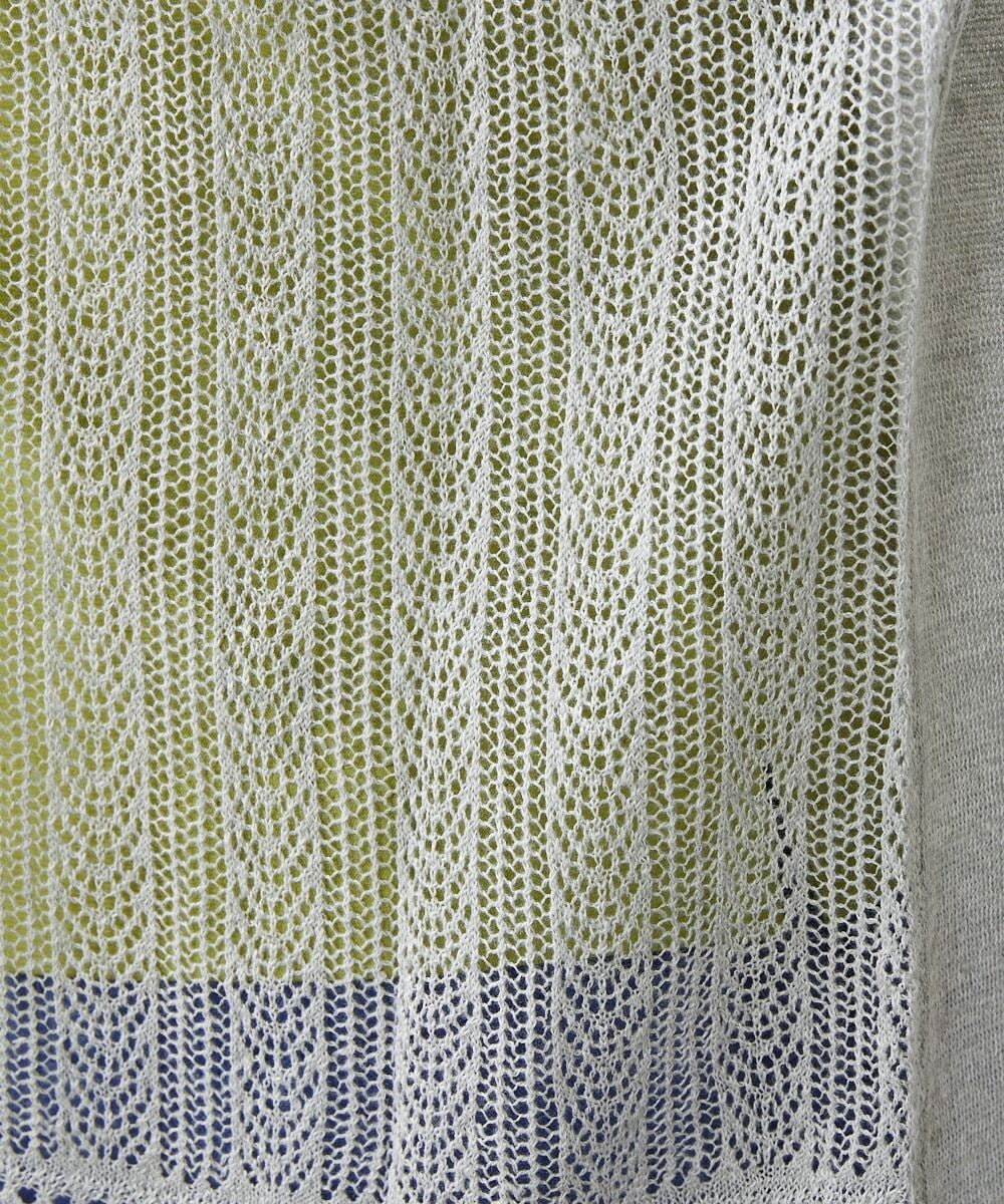 ZGSGQ11260 modulation 【洗える】リネン透かし柄カーディガン グレー