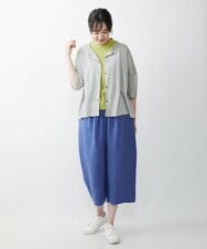 ZGSGQ11260 modulation 【洗える】リネン透かし柄カーディガン グレー