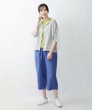 ZGSGQ11260 modulation 【洗える】リネン透かし柄カーディガン グレー