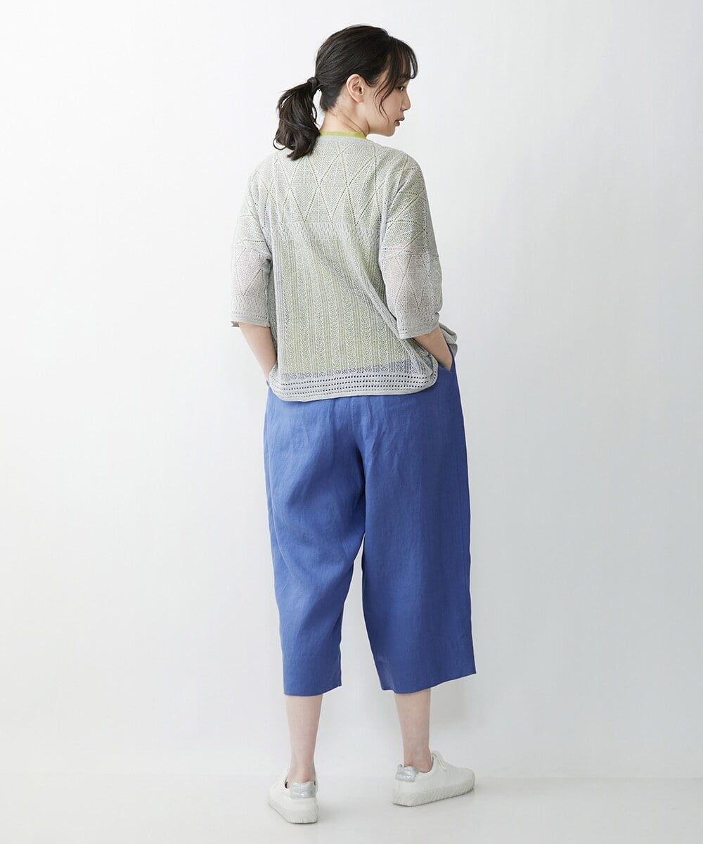 ZGSGQ11260 modulation 【洗える】リネン透かし柄カーディガン グレー