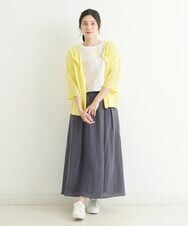 ZGSGQ11260 modulation 【洗える】リネン透かし柄カーディガン グレー