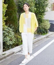 ZGSGQ11260 modulation 【洗える】リネン透かし柄カーディガン グレー