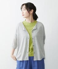 ZGSGQ11260 modulation 【洗える】リネン透かし柄カーディガン グレー
