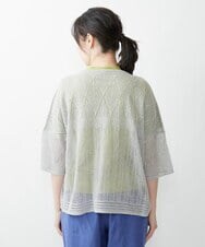 ZGSGQ11260 modulation 【洗える】リネン透かし柄カーディガン グレー